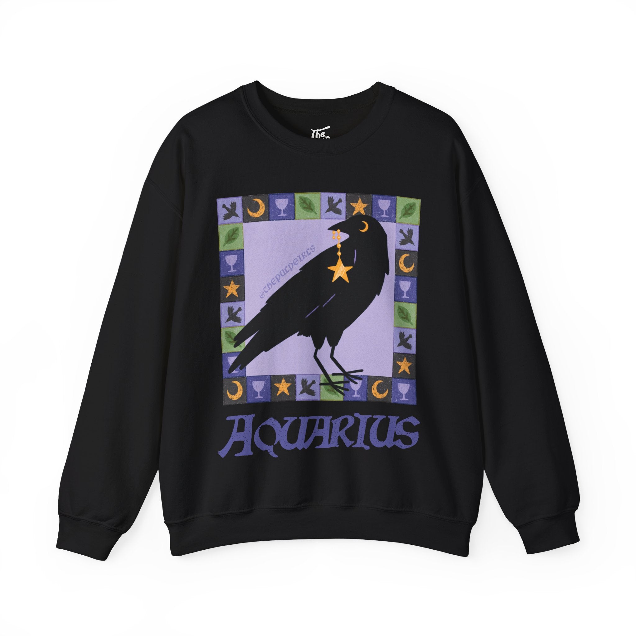 Aquarius Whimsical Crow Crewneck Sweatshirt