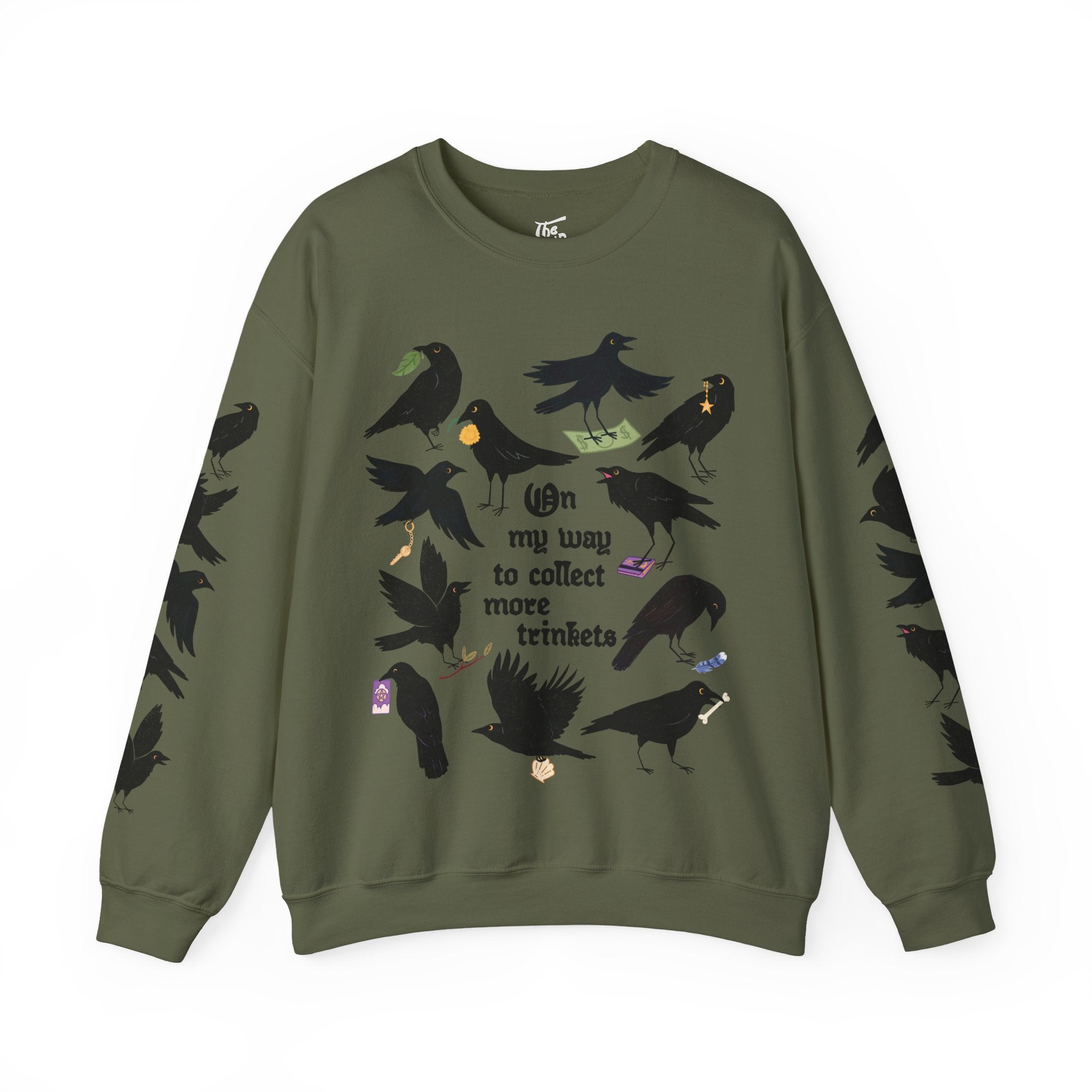 On My Way To Collect More Trinkets Crow Crewneck Sweatshirt