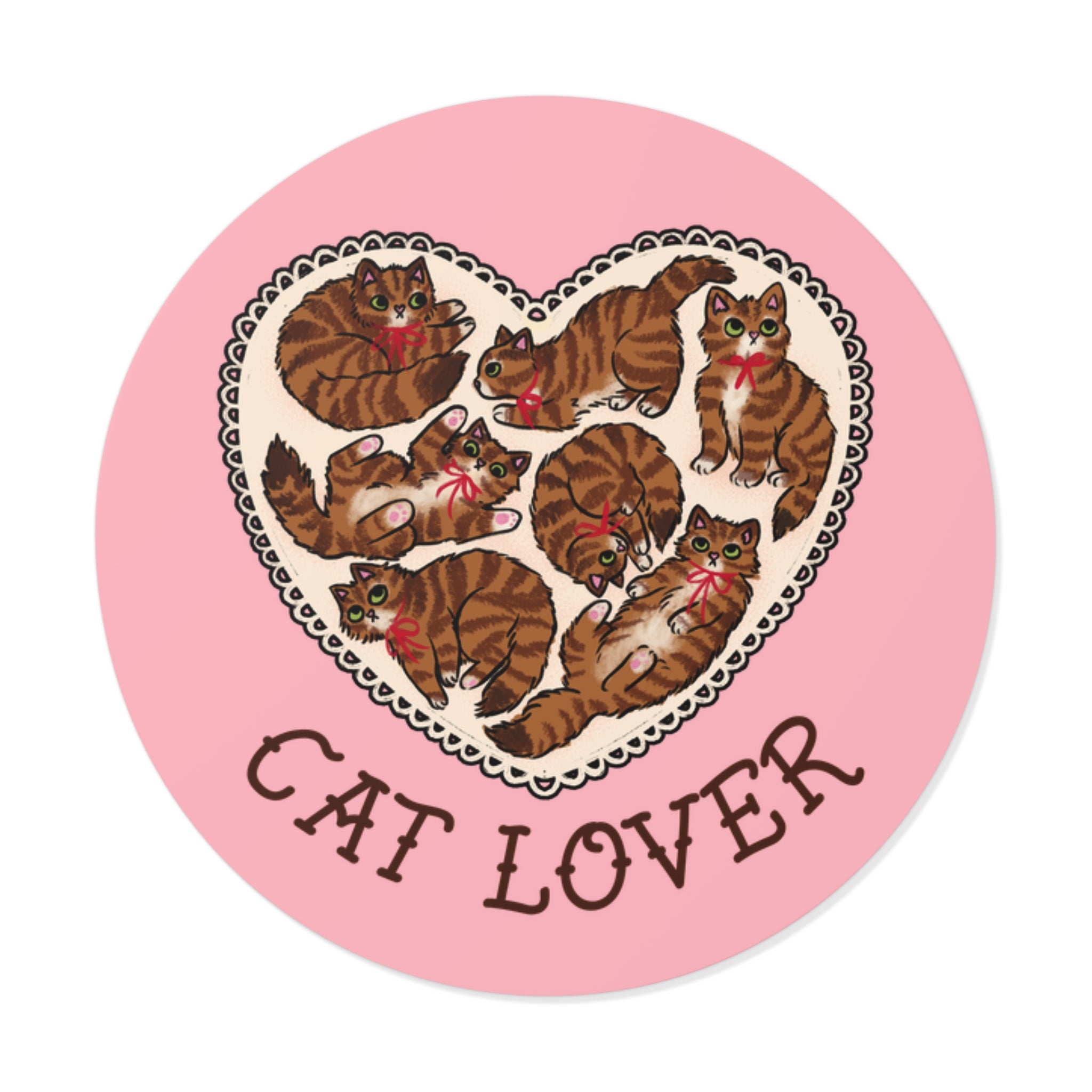 Cat Lover Round Vinyl Stickers