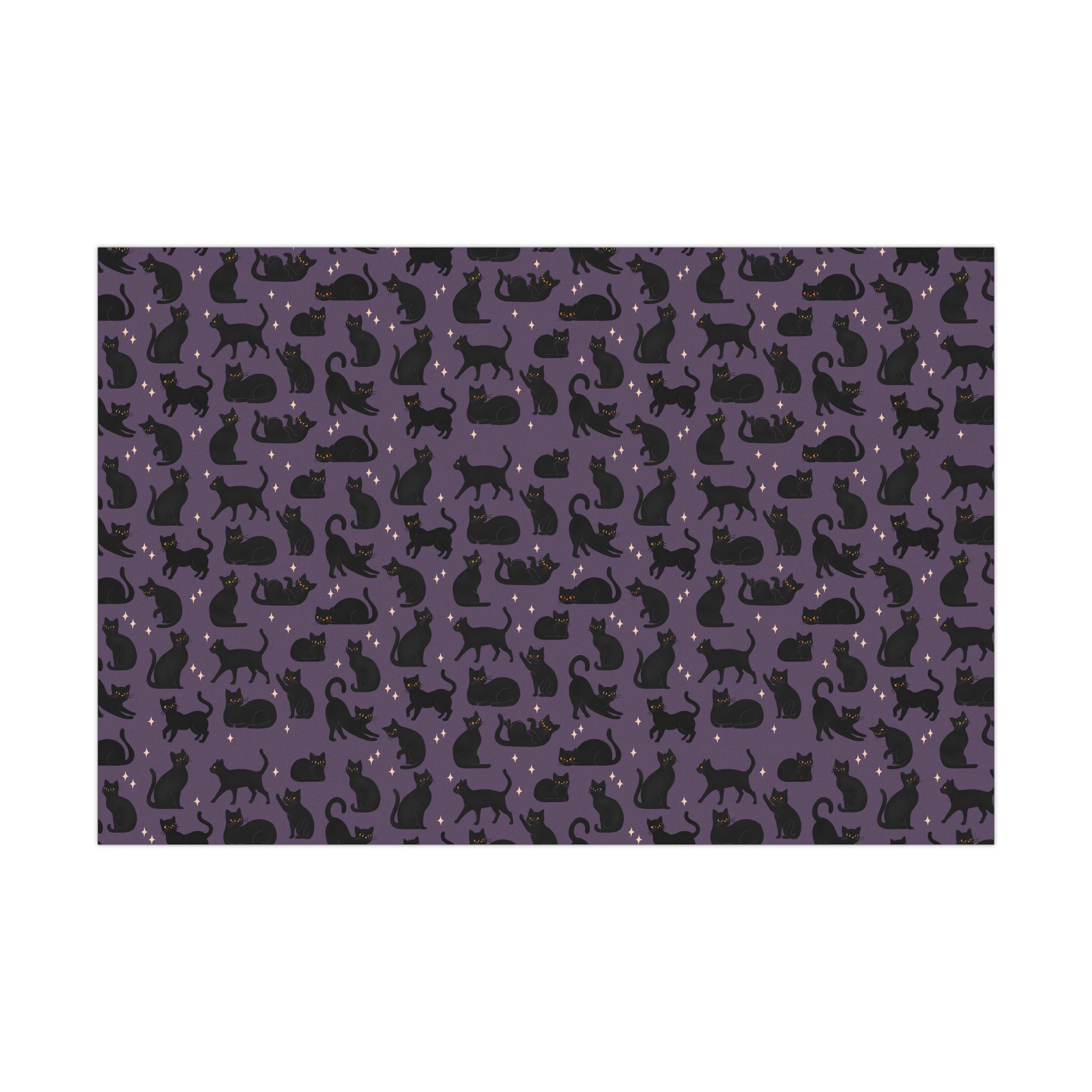 Black Cat Wrapping Paper - Purple