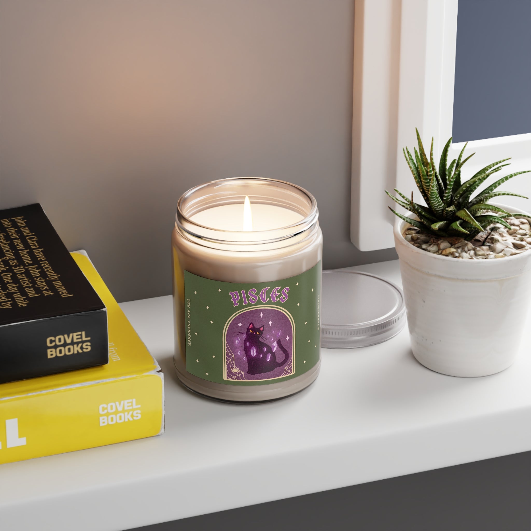 Pisces Spooky Cat Astrology Candle