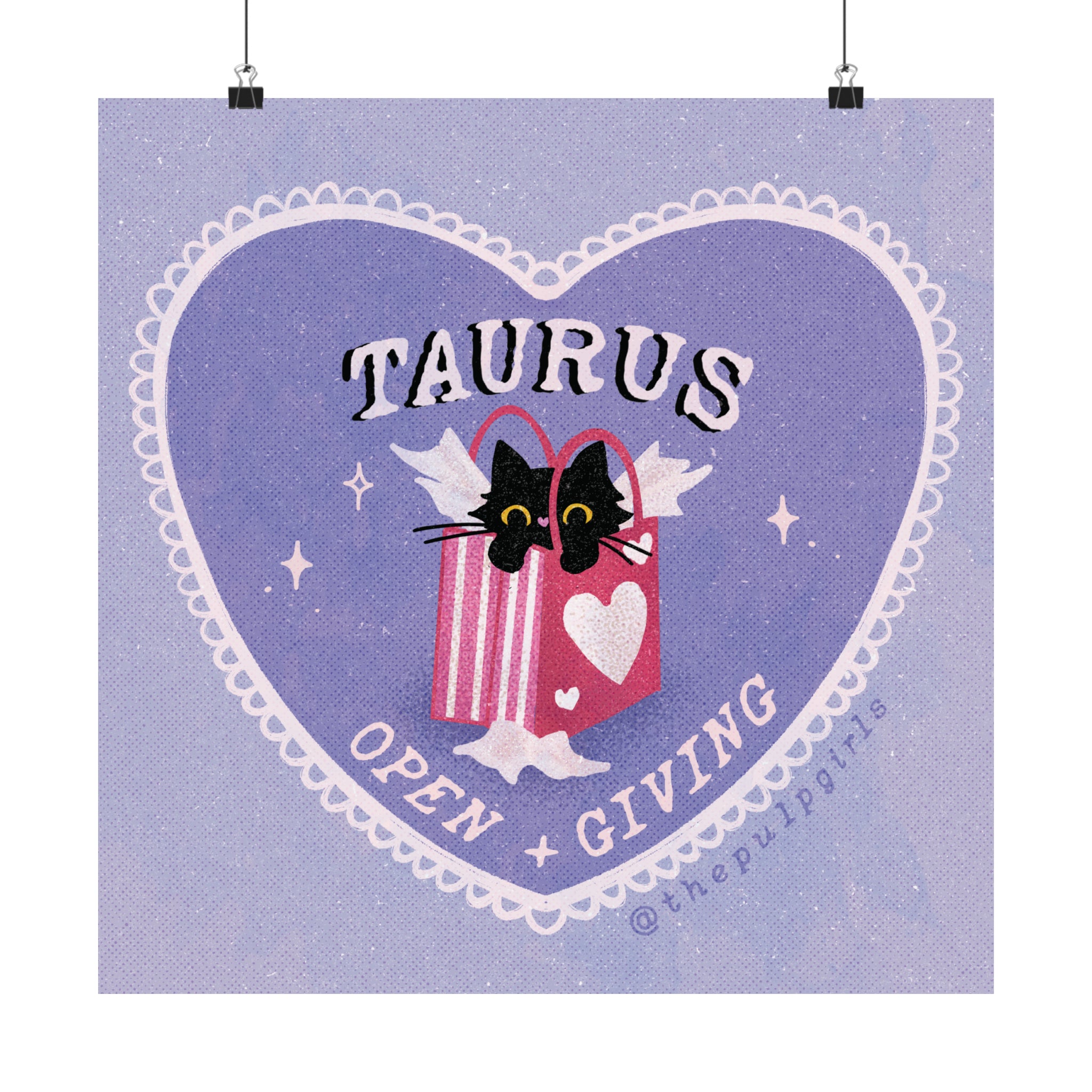 Taurus Love Cat Art Print