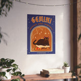 Gemini Spooky Cat Astrology Art Print