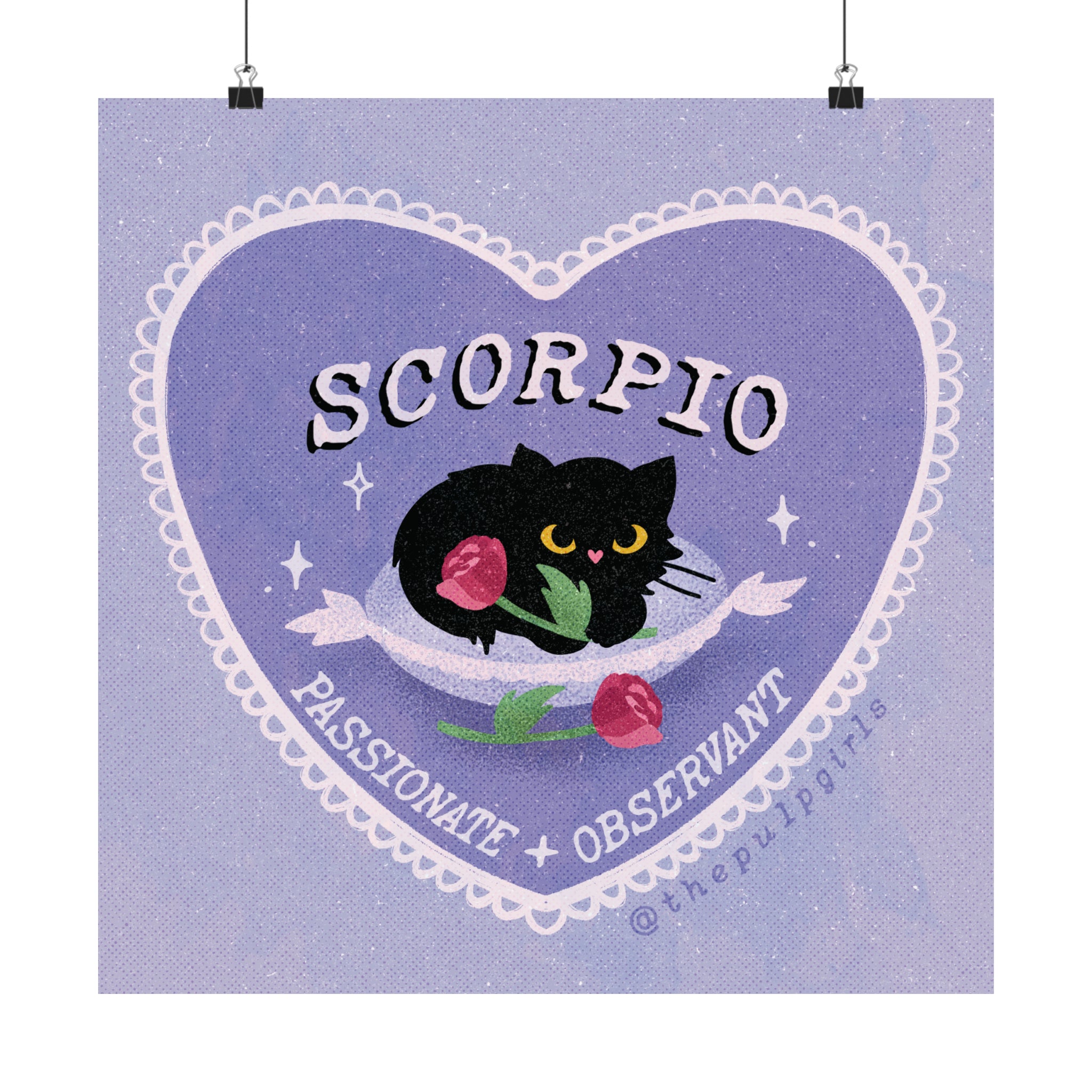 Scorpio Love Cat Art Print